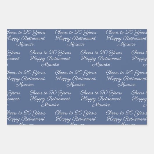 20 jaar Navy Blue Happy Retirement Inpakpapier Vel (Voorkant 3)