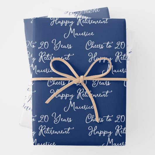 20 jaar Navy Blue Happy Retirement Inpakpapier Vel (In situ)