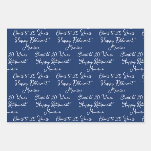 20 jaar Navy Blue Happy Retirement Inpakpapier Vel (Voorkant)