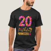 20 Jaar Oud Verjaardag Prinses Bloem Zijn Mijn 20e T-shirt (Voorkant)
