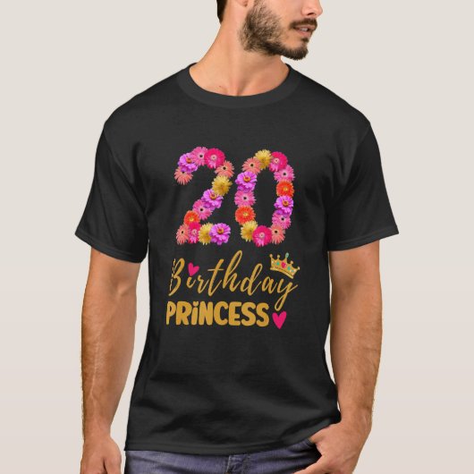 20 Jaar Oud Verjaardag Prinses Bloem Zijn Mijn 20e T-shirt (Voorkant)