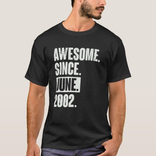 20 jaar oude 20e verjaardag Geweldige sinds juni 2 T-shirt (Voorkant)