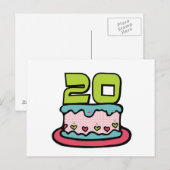 20 jaar oude Birthday Cake Briefkaart (Voorkant / Achterkant)