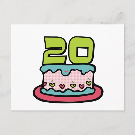 20 jaar oude Birthday Cake Briefkaart (Voorkant)