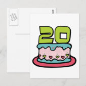 20 jaar oude Birthday Cake Briefkaart (Voorkant / Achterkant)