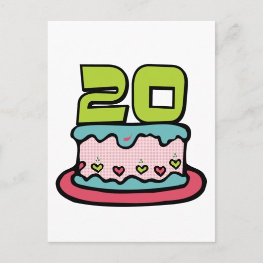 20 jaar oude Birthday Cake Briefkaart (Voorkant)