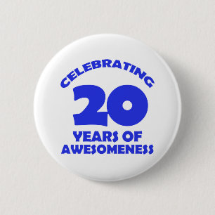20-JAAR OUDE BIRTHDAY-DESIGN RONDE BUTTON 5,7 CM