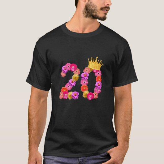 20 jaar oude bloeiende bloem in mijn 20e geboorte t-shirt (Voorkant)