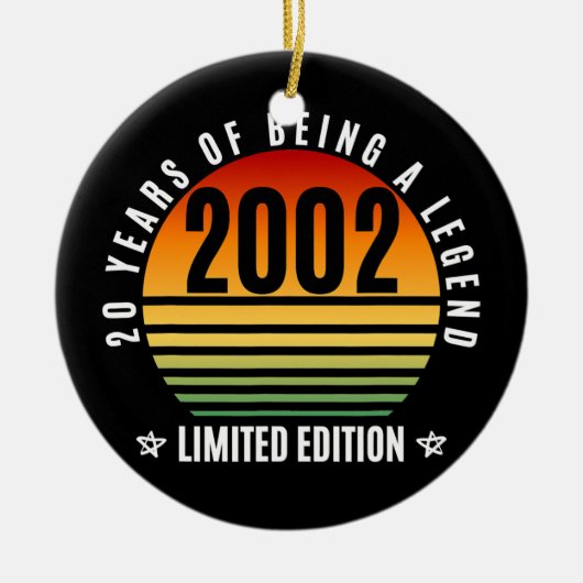 20 jaar oude cadeauretro 2002 Limited Edition 20th Keramisch Ornament (Voorkant)