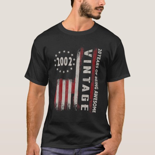 20 jaar oude Gift 2002 Amerikaanse vlag 20e T-shirt (Voorkant)