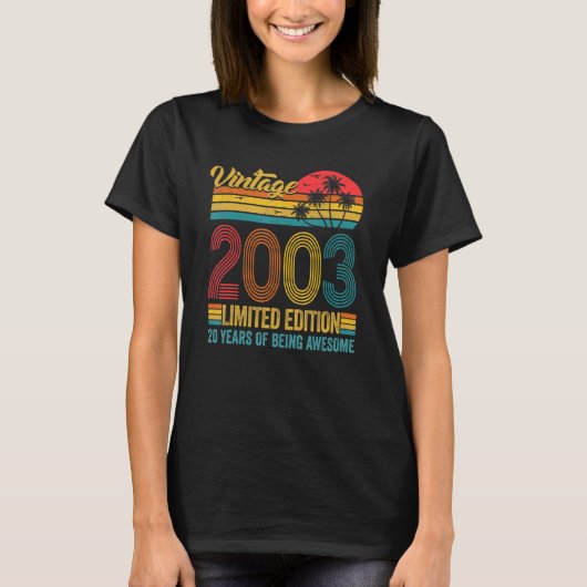 20 jaar oude Retro  2003 20e verjaardag 2 T-shirt (Voorkant)