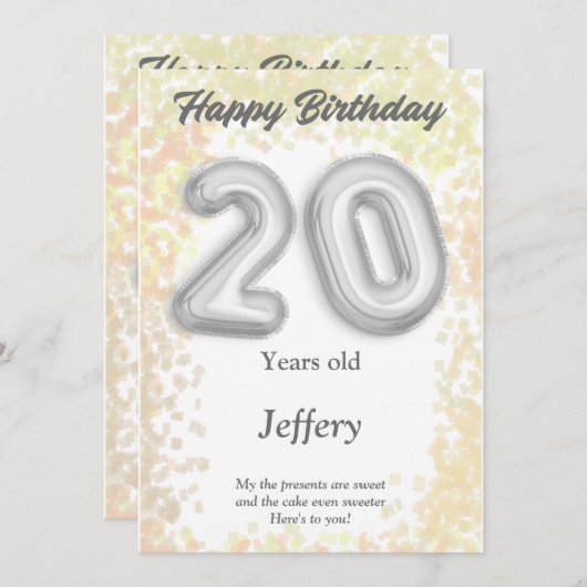 20 jaar oude Verjaardagskaart (Voorkant / Achterkant)