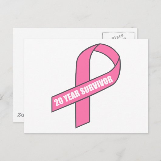 20 jaar overleving (borstkankerroze lint) briefkaart (Voorkant / Achterkant)