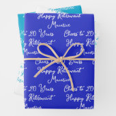 20 jaar Royal Blue Happy Retirement Inpakpapier Vel (In situ)