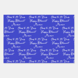 20 jaar Royal Blue Happy Retirement Inpakpapier Vel