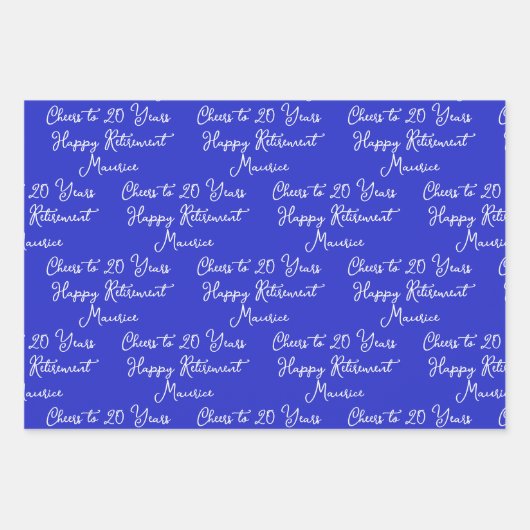 20 jaar Royal Blue Happy Retirement Inpakpapier Vel (Voorkant)