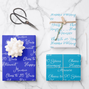 20 jaar Royal Blue Happy Retirement Inpakpapier Vel