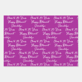 20 jaar roze magenta gelukkige pensionering inpakpapier vel