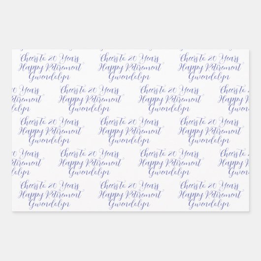 20 jaar roze magenta gelukkige pensionering inpakpapier vel (Voorkant 2)