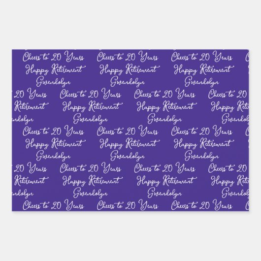 20 jaar roze magenta gelukkige pensionering inpakpapier vel (Voorkant)