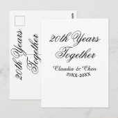 20 jaar samen jubileum naam datum jaar sim briefkaart (Voorkant / Achterkant)