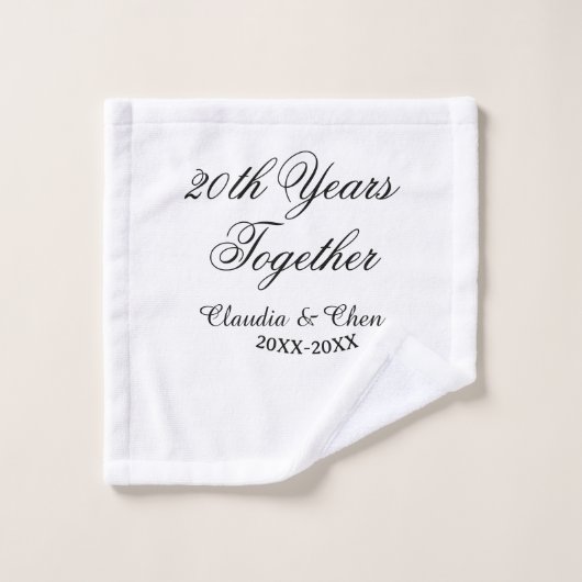 20 jaar samen jubileum naam datum jaar sim washandje (Wasdoekje)