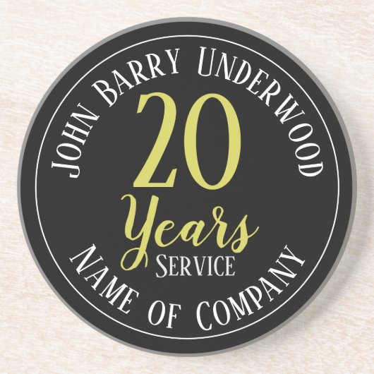 20 jaar Service Staff Award Zandsteen Onderzetter (Voorkant)