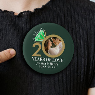 20 jaar smaragden jubileumring groene foto ronde button 3,2 cm
