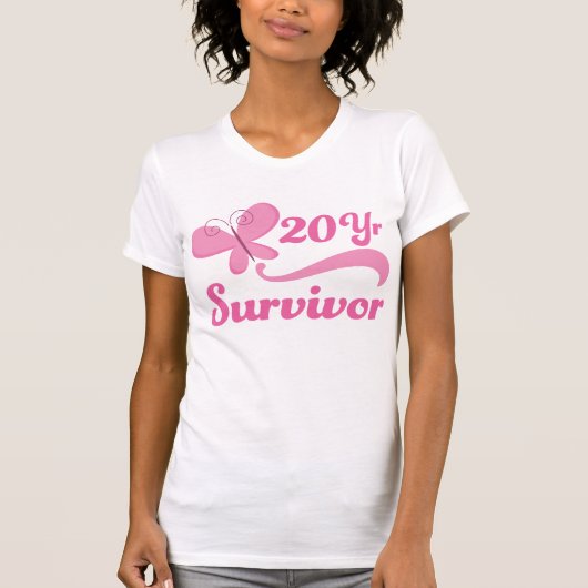 20 jaar Survivor Breast Cancer Butterfly T-shirt (Voorkant)