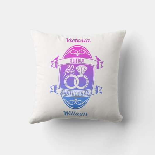 20 jaar traditioneel China 20e trouwdag Kussen (Achterkant)