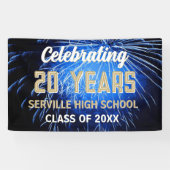 20 jaar vieren! Blauwe klasse reünie banner (Horizontaal)