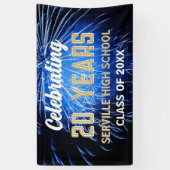 20 jaar vieren! Blauwe klasse reünie banner (Verticaal)