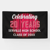 20 jaar vieren! Rode klasse reünie spandoek (Horizontaal)