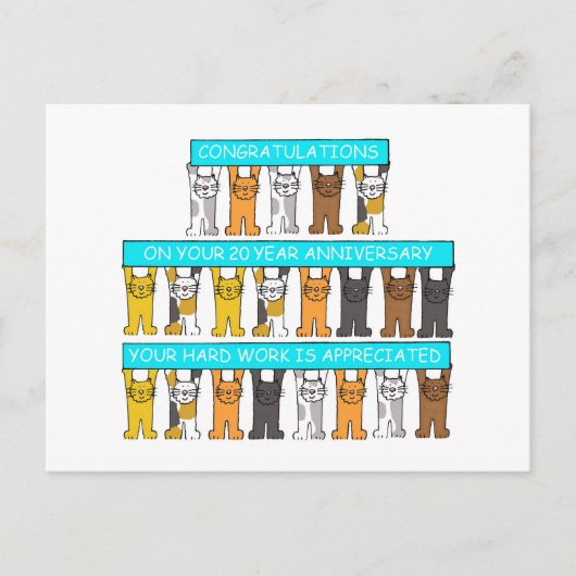 20 jaar werk Jubileum gefeliciteerd Briefkaart (Voorkant)