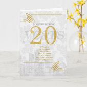 20 jaar werknemer Jubileum Professional Kaart (Gele Bloem)