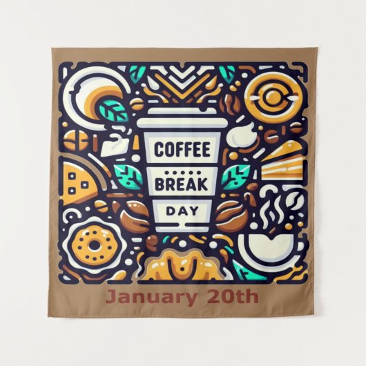 20 jan - Koffiepauze Dag Wandkleed (Voorkant)