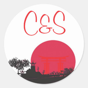 20 Japanse Stickers met de Rising Sun Wedding Favo