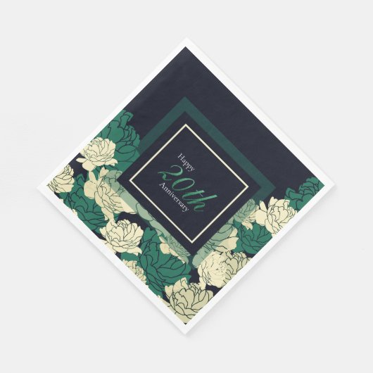 20-jarig jubileum Emerald Green roos Print Servet (Hoek)