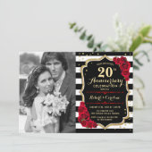 20-jarig jubileum met foto - Goud Zwart Rood Kaart (Staand voorkant)