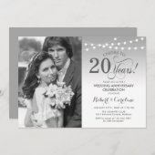 20-jarig jubileum met foto - Zilver Wit Kaart (Voorkant / Achterkant)