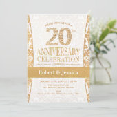 20-jarig jubileumfeest - Goud Wit Kaart (Staand voorkant)