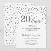 20-jarig jubileumfeest - Zilver Wit Kaart (Voorkant / Achterkant)