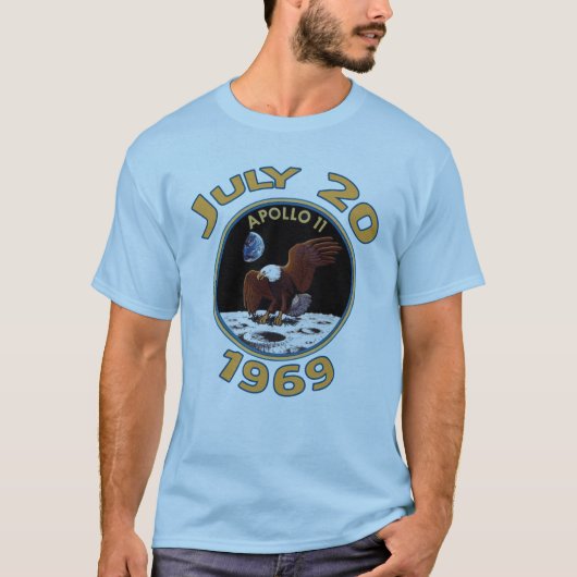 20 juli 1969 Apollo 11 Missie bij de maan T-shirt (Voorkant)
