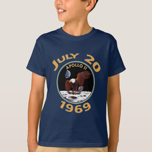 20 juli 1969 Apollo 11 Missie bij de maan T-shirt (Voorkant)