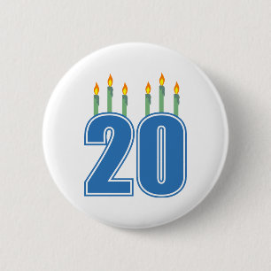 20 kaarsen (blauw / groen) ronde button 5,7 cm