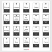 20 keukenkruiden en specerijen, zwart en wit trend sticker (Vel)