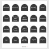 20 keukenkruiden en specerijen, zwart-wit label (Vel)