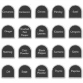 20 keukenkruiden en specerijen, zwart-wit label (Voorkant)