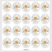 20 Klein Ovaal Honing Label met Zonnebloem (Vel)