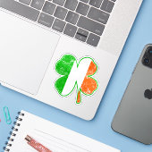 20 Kleine Ierse Vlag Shamrock Grunge Style Sticker (Laptop met iPhone)